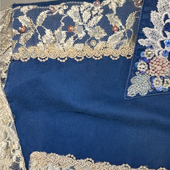 Vintage Lacy AfterNoon L Shell Kepler Rhinestone Button Up Shirt Lace Whimsy - Picture 5 of 10